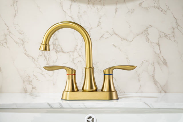 2-Handle Lavatory Faucet Brushed Nickel Bathroom Sink Faucet with Metal Pop-up Drain and Faucet Supply Lines