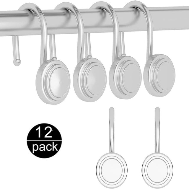 Silver Shower Curtain Hook, Zinc Alloy Hook, Round, Set of 12