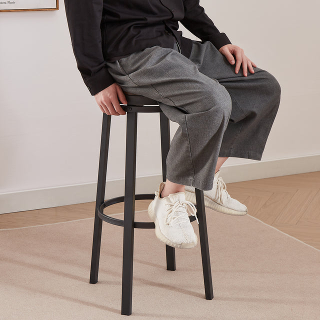 Swivel bar stool set of 2 with backrest, industrial style, metal frame, 29.5'' high.(Rustic Brown,13.4’’w x 40.5’’h)