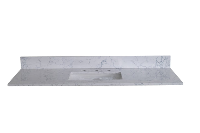 Montary 49"x 22" bathroom stone vanity top carrara jade engineered marble color with undermount ceramic sink and 3 faucet hole with backsplash