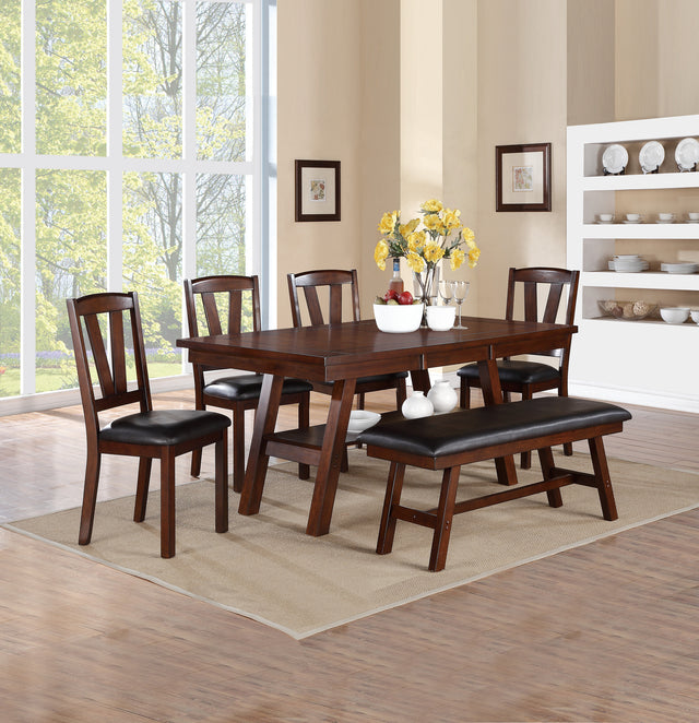 Black PU Upholstered Counter Height Dining Chairs, Dark Walnut, Set of 2