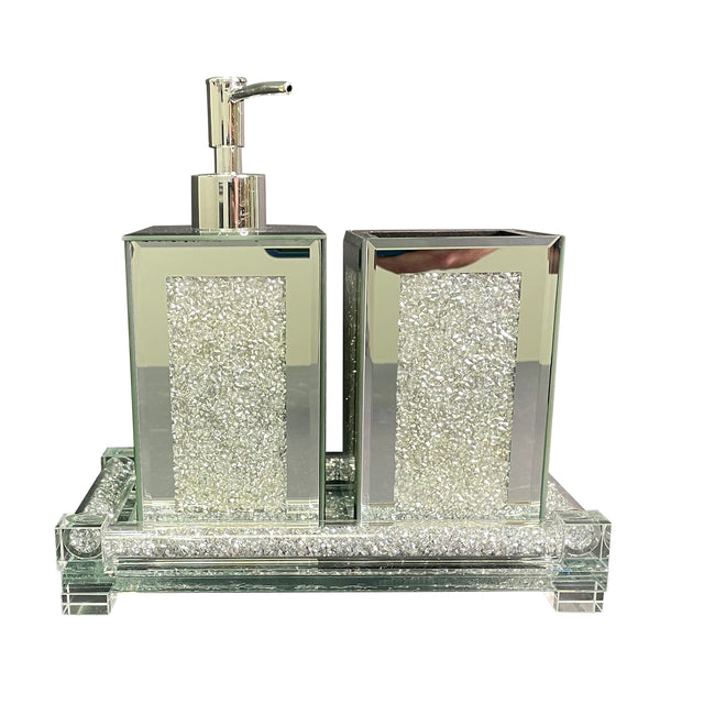 Ambrose Exquisite 3 Piece Square Soap Dispenser and Toothbrush Holder with Tray
