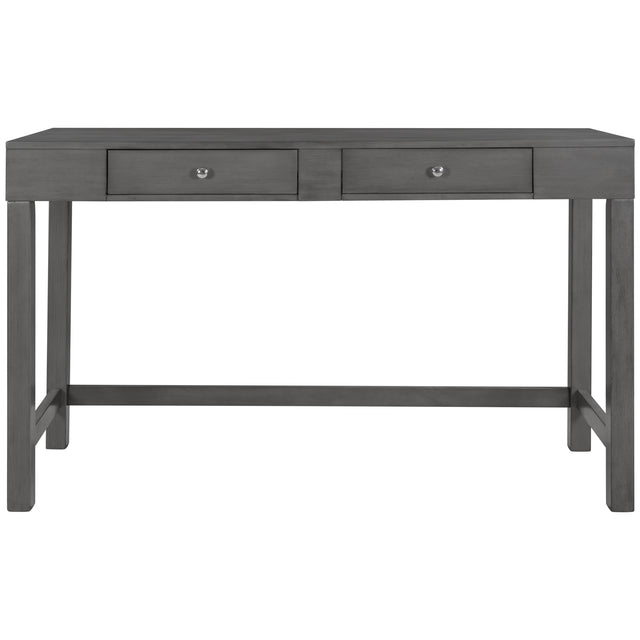 TOPMAX 4-Piece Counter Height Table Set with Socket and Fabric Padded Stools, Gray