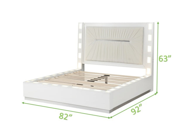 Coco King 5-N Pc Vanity LED Bedroom Set Made with Wood in Milky White