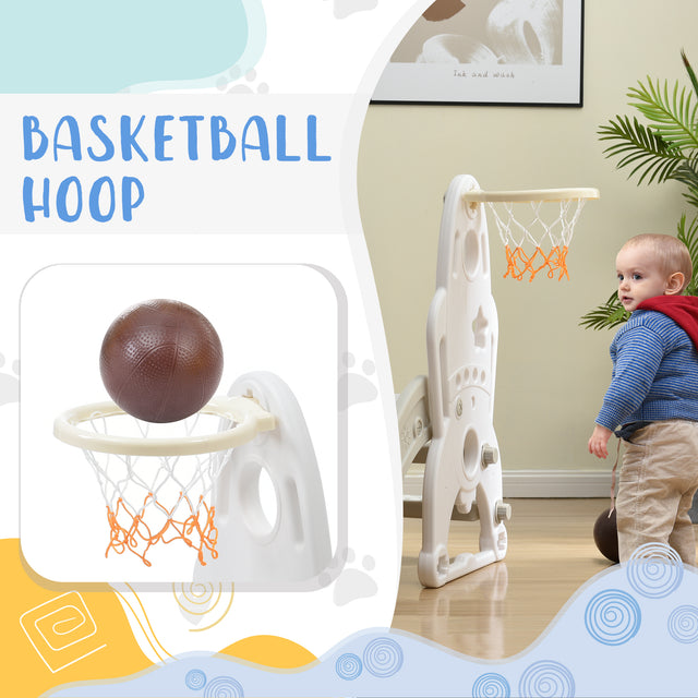 Toddler Slide and Swing Set 3 in 1, Kids Playground Climber Swing Playset with Basketball Hoops Freestanding Combination Indoor & Outdoor
