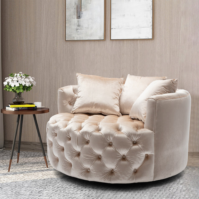 Modern Akili swivel accent chair barrel chair for hotel living room / Modern leisure chair Beige