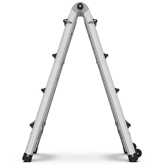 Aluminum Multi-Position Ladder with Wheels, 300 lbs Weight Rating, 17 FT