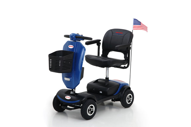 W429S00033 PATRIOT BLUE Outdoor compact mobility scooter with windshield
