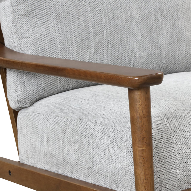 【EAT 3.17】Mid Century Modern Chair with Solid Wood Frame,Arm Chair with Vertical Slatted Back,Thick Pad Upholstered Accent Chair for Living Room, Brown