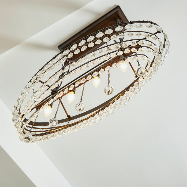 4-Light Oil Rubbed Bronze Chandelier with Crystal Accent