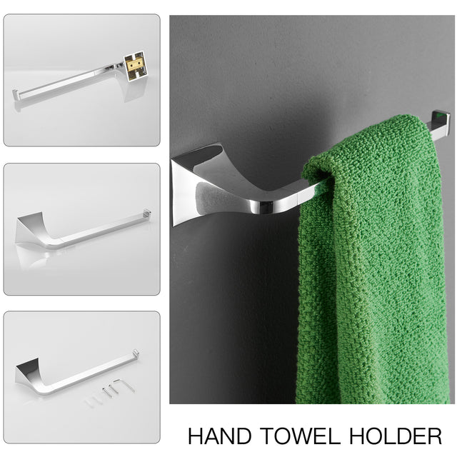 4-Piece Bath Hardware Set with Towel Ring Toilet Paper Holder Towel Hook and 24 in. Towel Bar in Polished Chrome