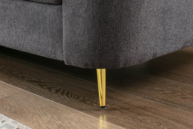 Contemporary 1pc Loveseat Dark Gray with Gold Metal Legs Plywood Pocket Springs and Foam Casual Living Room Furniture