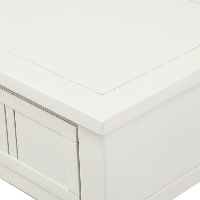 TREXM Daisy Series Console Table Traditional Design with Two Drawers and Bottom Shelf (Ivory White)