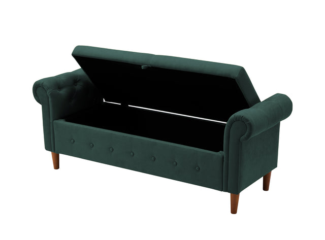 Olive Green Multifunctional Storage Rectangular Sofa Stool