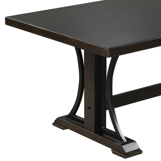 TREXM Retro Style Dining Table 78” Wood Rectangular Table, Seats up to 8 (Espresso)