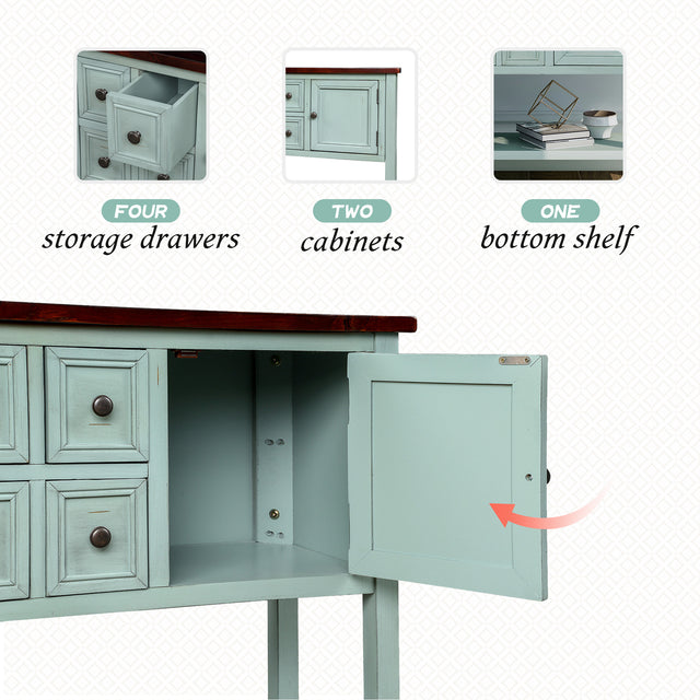 TREXM Cambridge Series Buffet Sideboard Console Table with Bottom Shelf (Retro Blue)