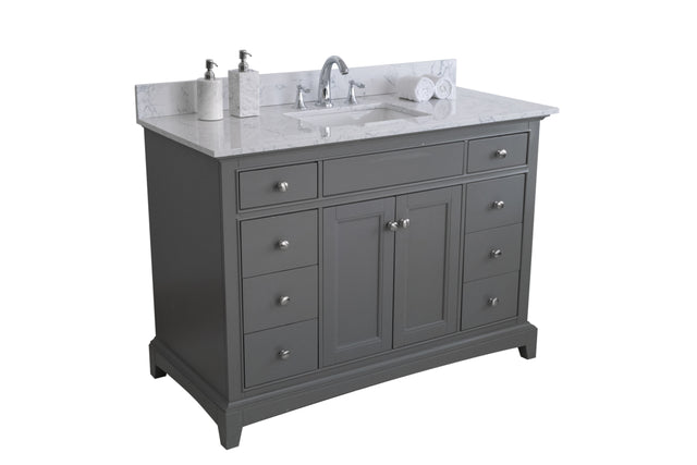 Montary 49"x 22" bathroom stone vanity top carrara jade engineered marble color with undermount ceramic sink and 3 faucet hole with backsplash