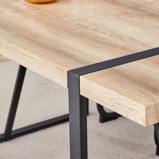 Rustic Industrial Rectangular Wood Dining Table For 4-6 Person, With 1.5" Thick Engineered Wood Tabletop and Black Metal Legs, Writing Desk For Kitchen Dining Living Room, 63" W x 35.4" D x 29.92" H