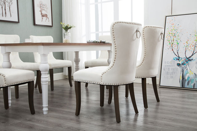 TOPMAX Dining Chair Tufted Armless Chair Upholstered Accent Chair, Set of 6 (Cream)