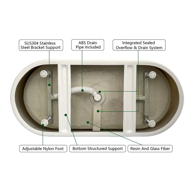 59" Acrylic Free Standing Tub - Classic Oval Shape Soaking Tub, Adjustable Freestanding Bathtub with Integrated Slotted Overflow and Chrome Pop-up Drain Anti-clogging Gloss Black