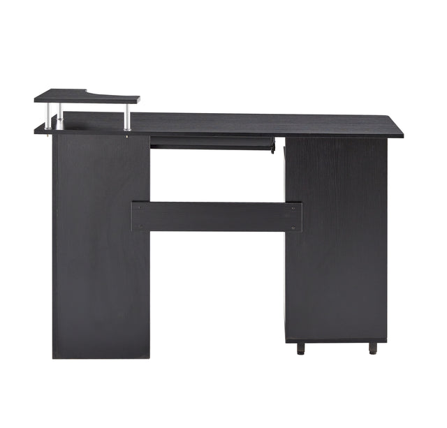 D&N solid wood computer Desk,office table with PC droller, storage shelves and file cabinet , two drawers, CPU tray,a shelf used for planting, single , black. 47.24''L 21.65''W 34.35''H
