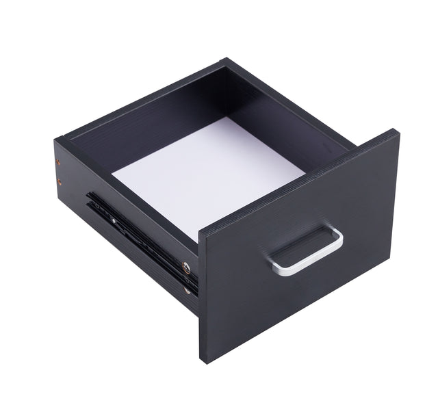 D&N solid wood computer Desk,office table with PC droller, storage shelves and file cabinet , two drawers, CPU tray,a shelf used for planting, single , black. 47.24''L 21.65''W 34.35''H