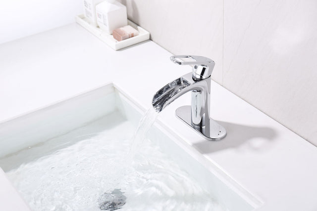 Bathroom Faucet Waterfall Bathroom Faucet Pop Up Drain Bathroom Sink Faucet,Faucet for Bathroom Sink,Single Handle Single Hole Bathroom Faucets
