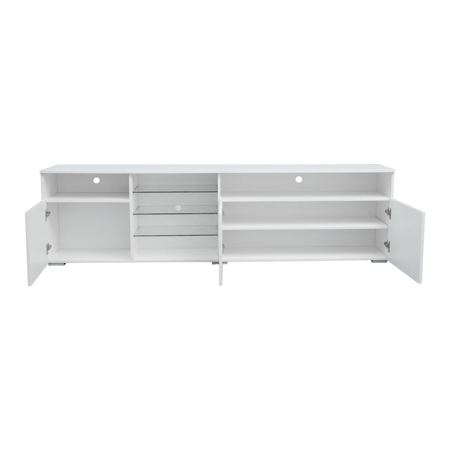 TV Stand High Gloss Doors Modern TV Stand LED (White)