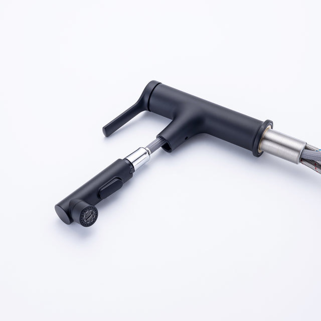 Single Hole Bathroom Faucet with Pull Out Sprayer, Dual Spray Modes, Solid Brass Polished Chrome Bathroom Faucet for Sink, Modern One Handle Bath Vanity Faucet with Face Basin Mixer Tap\\nVisit the YI