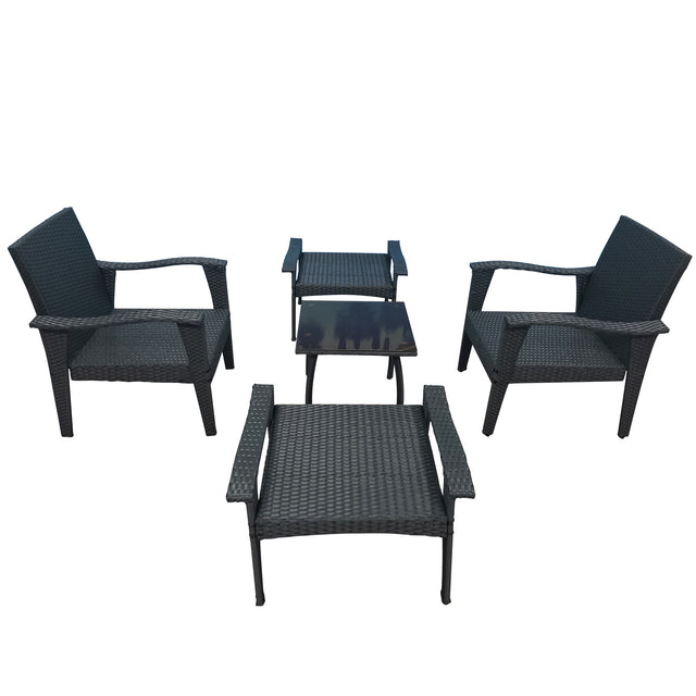 Patio Furniture Outdoor Chair And Ottoman 5 Pieces Rattan Seating Group with Cushions