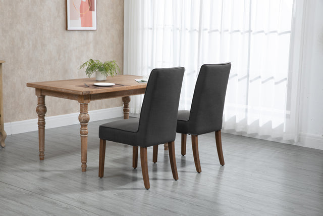 Cover Removable Interchangeable and Washable Gray Linen Upholstered Parsons Chair with Solid Wood Legs 2 PCS