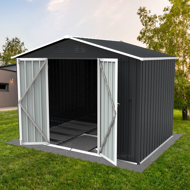 Metal garden sheds 6ftx8ft outdoor storage sheds Dark-grey