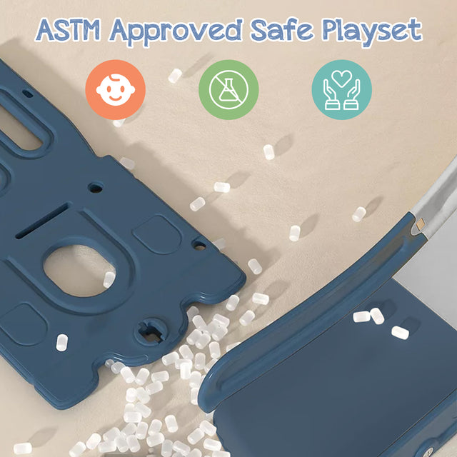 Toddler Slide and Swing Set 5 in 1, Kids Playground Climber Slide Playset with Basketball Hoop Freestanding Combination for Babies Indoor & Outdoor