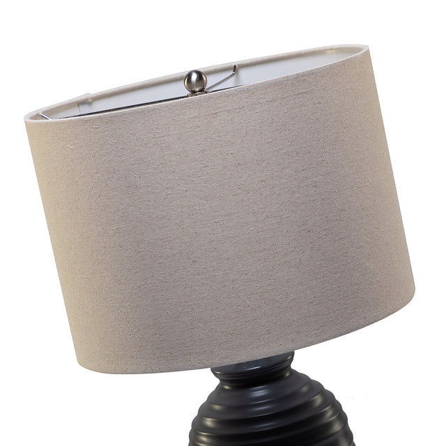 Midas 24.7" Modern LED Bedside Table Lamp with Drum-Shaped Linen Shade