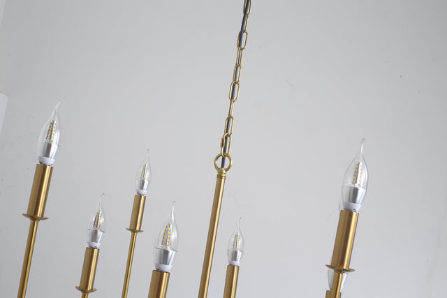 Modern American candle-shaped golden iron chandelier -8 bulbs -E12 lamp holder