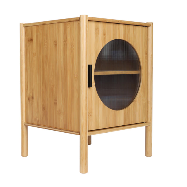 1 Door nightstand,Bamboo Mid Century Modern Nightstand,Bedside Table Accent End Table Side Table for Bedroom, Living Room, Natural