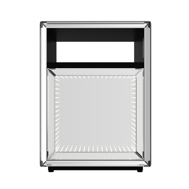 Mirrored Nightstand, LED Nightstand, Smart Bedside Table,Silver End Table (Built-in 142 Dynamic Effects and 18 Music Effects)