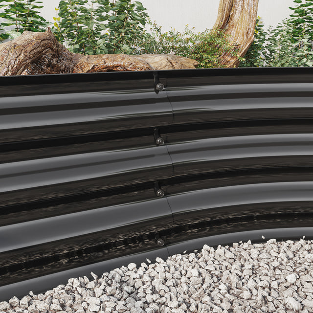 Raised Garden Bed Outdoor,   Oval Large Metal Raised Planter Bed for for Plants, Vegetables, and Flowers - Black