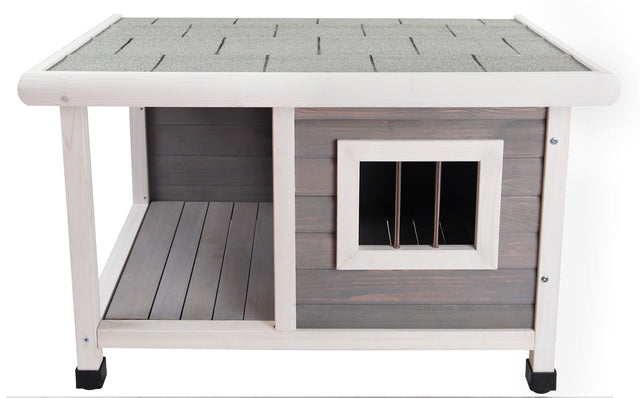 Dog House Outdoor with Balcony, Durable and Thicken Panel, Waterproof Roof, Small Dog House
