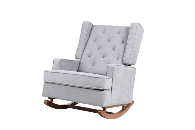 COOLMORE living room Comfortable rocking chair accent chair with light grey fabric