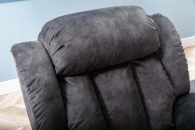 Massage Rocker Recliner with Heat and Vibration, Manual Rocking Recliner Chair with Vibrating Massage, Comfy Padded Overstuffed Recliner Soft Fabric Heated Recliner (Grey)