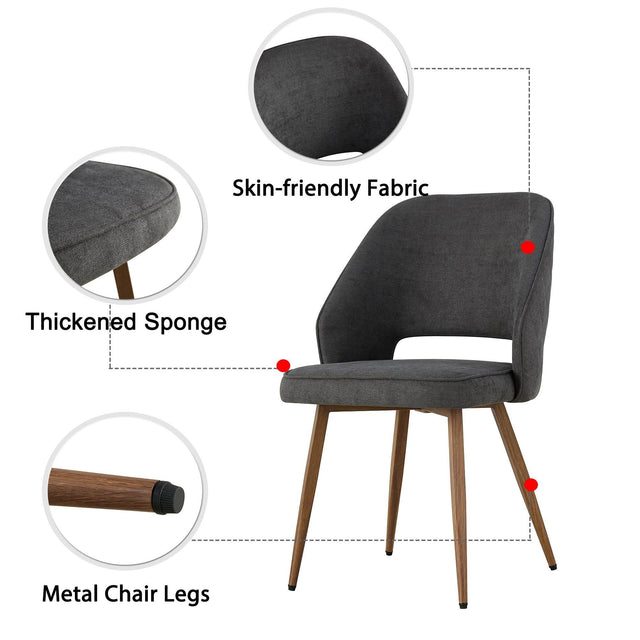 Modern Dining Chairs, Velvet Accent Chair, Living Room Leisure Chairs, Upholstered Side Chair with Metal Legs for Dining Room Kitchen Vanity Patio Club Guest (Set of 2) ( Dark Grey Office Chair)