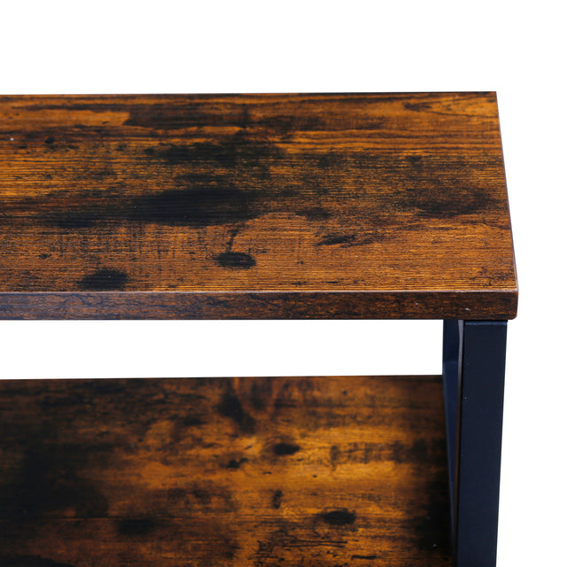 Computer Desk with Storage Shelves(Rustic Brown+Black)