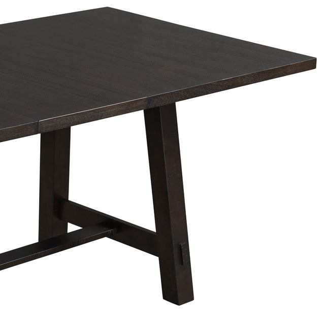 TREXM Retro Style Rectangular Dining Table Wood Extendable Dining Table with 18" Leaf, Seats up to 8 (Espresso)