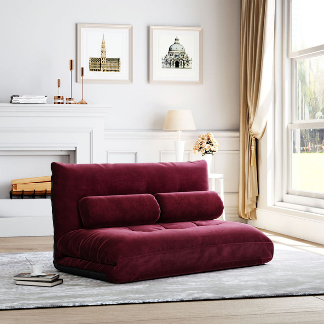 Orisfur. Lazy Sofa Adjustable Folding Futon Sofa Video Gaming Sofa with Two Pillows