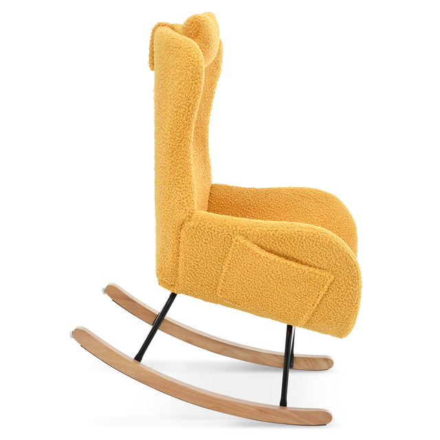 Rocking Chair - with rubber leg and cashmere fabric, suitable for living room and bedroom