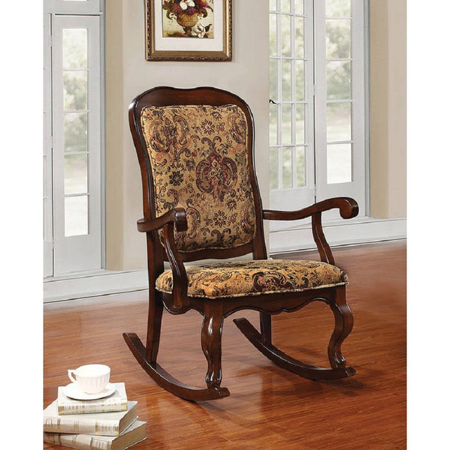 ACME Sharan Rocking Chair in Fabric & Cherry 59390