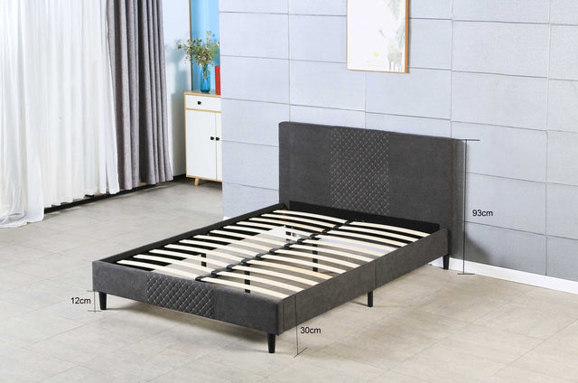 Queen Size Velvet Upholstered Tufted Platform Bed Frame / Mattress Foundation / Wood Slat Support / No Box Spring Needed / Easy Assembly, Queen, Platform Bed Only, Dark Grey