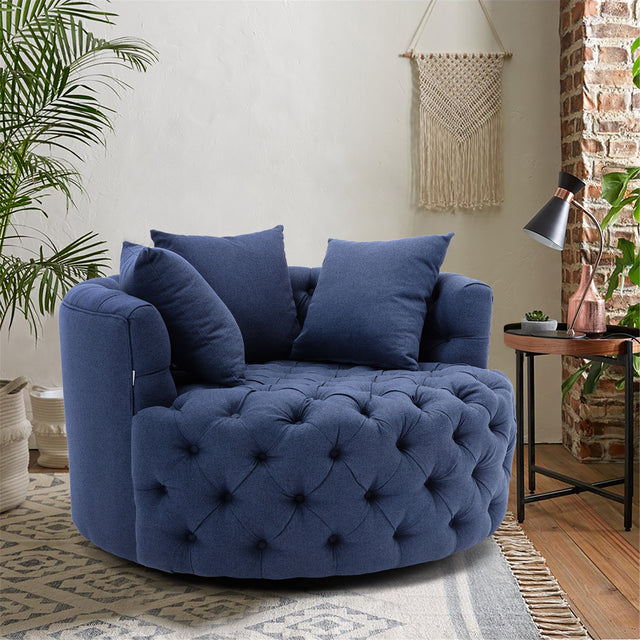 Modern Akili swivel accent chair barrel chair for hotel living room / Modern leisure chair Navy fabric
