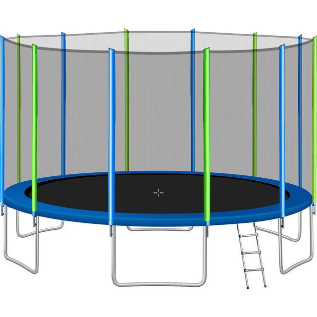 box 2 of 16FT Trampoline for Kids with Safety Enclosure Net, Ladder and 12 Wind Stakes, Round Outdoor Recreational Trampoline